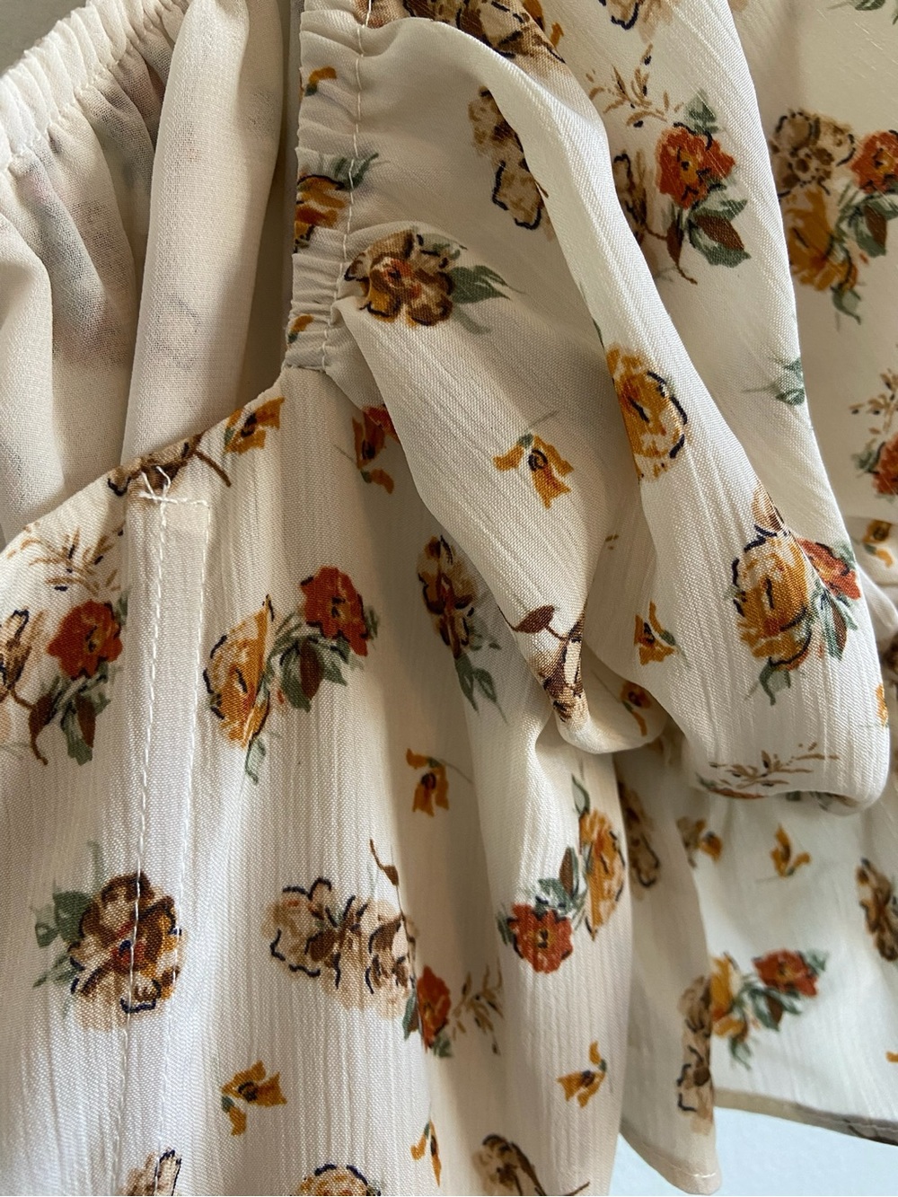 Sabo Skirt Cream Mini Dress with Brown Floral Print - Picture 3 of 5